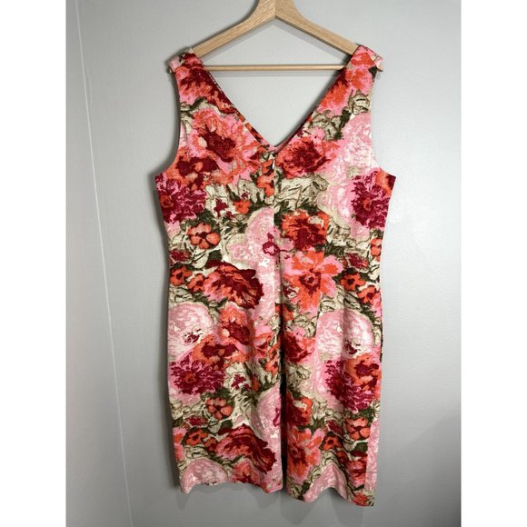 Talbots Womens Pink Floral Sheath Dress Size 18 100% Cotton Mini Dress NWT - Picture 6 of 12